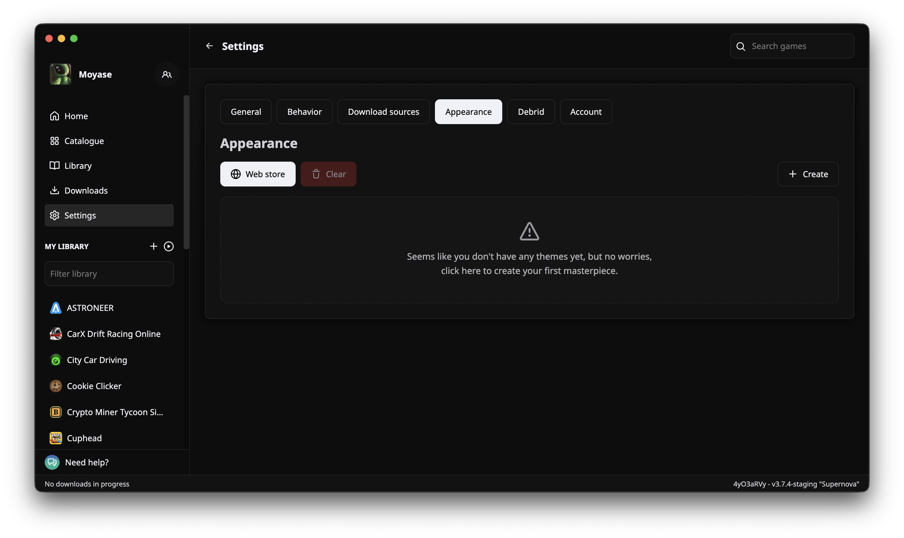 Hydra Launcher Settings page